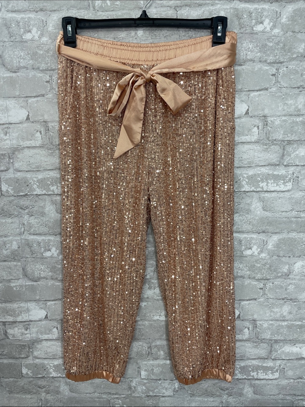 Style Rack Rose Gold Sequin Joggers- style pants